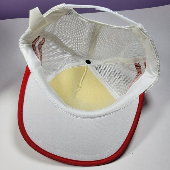 Vintage YoungAn LAS VEGAS Snap Back Mesh Trucker Hat Cap 3-Stripe White / Red - Picture 8 of 10